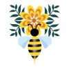 Abeja come diseños de vectores de polen de flores