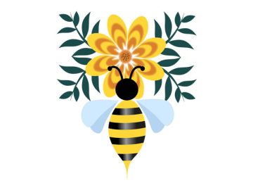 Abeja come diseños de vectores de polen de flores