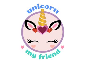 Diseño de letras vectoriales con unicornio.