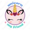 Diseño de letras vectoriales con unicornio.