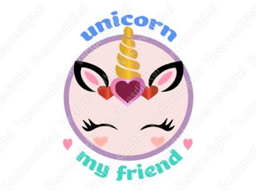 Diseño de letras vectoriales con unicornio.