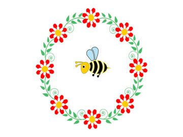 Diseños de vectores de forma de flor de abejas