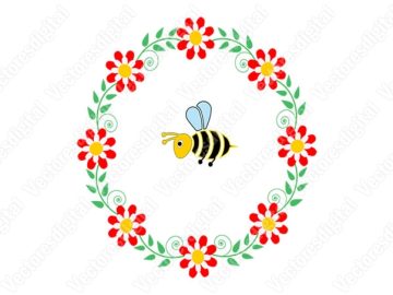Diseños de vectores de forma de flor de abejas