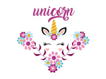 Diseños vectoriales de flores de unicornio