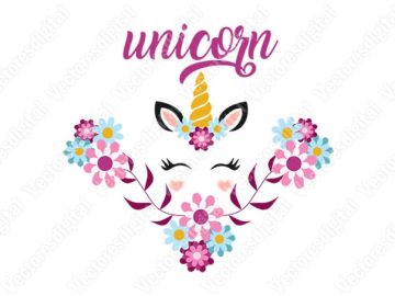 Diseños vectoriales de flores de unicornio