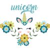 Diseños vectoriales de unicornio con flores.