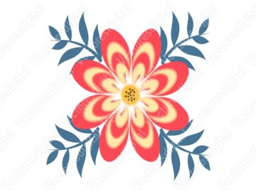 Flor roja para diseños vectoriales de adornos.