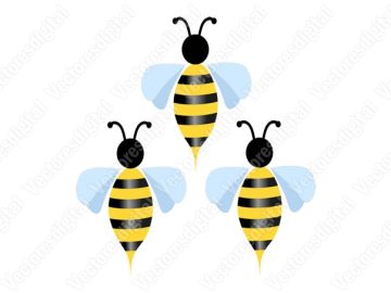 Tres abejas volando en diseños vectoriales en forma de triángulo