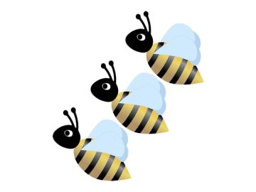 Tres lindas abejas volando diseños vectoriales