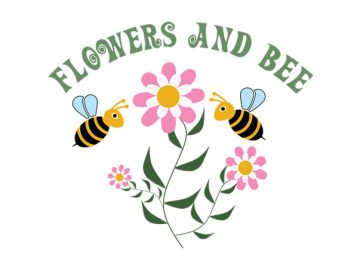 Vector diseña dos abejas con flores.