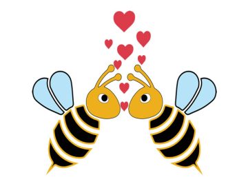 Vectores de diseño de abejas enamoradas