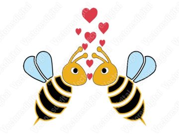 Vectores de diseño de abejas enamoradas