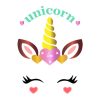 diseño de unicornio con corazón y letras