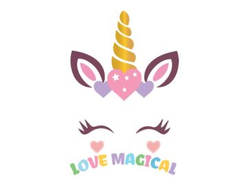 diseño vectorial de unicornio con cartas de amor