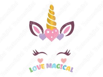diseño vectorial de unicornio con cartas de amor