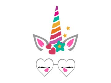 diseño vectorial de unicornio con corazón y estrella