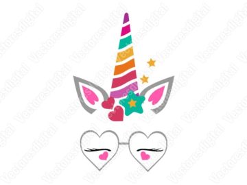 diseño vectorial de unicornio con corazón y estrella