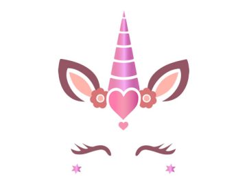 diseño vectorial de unicornio con corazón y flores