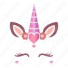 diseño vectorial de unicornio con corazón y flores