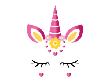 diseño vectorial de unicornio con corazones