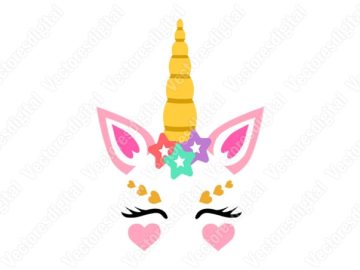 diseño vectorial de unicornio con decoraciones de estrellas