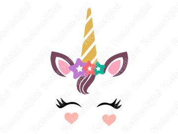 diseño vectorial de unicornio con flores