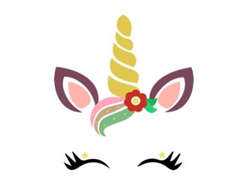 diseño vectorial de unicornio con flores