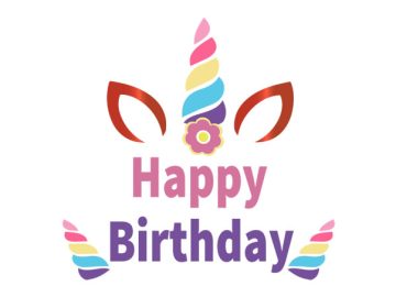 diseño vectorial de unicornio con letras de cumpleaños