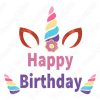 diseño vectorial de unicornio con letras de cumpleaños