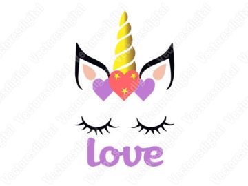 diseño vectorial de unicornio con letras