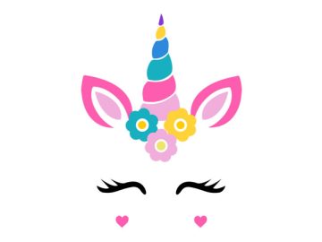 diseño vectorial de unicornio con tres flores