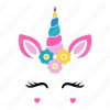 diseño vectorial de unicornio con tres flores