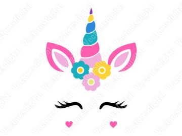diseño vectorial de unicornio con tres flores