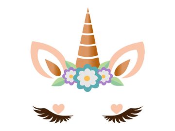 diseño vectorial de unicornio de tres flores