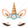 diseño vectorial de unicornio de tres flores