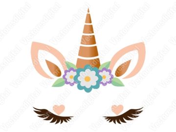 diseño vectorial de unicornio de tres flores