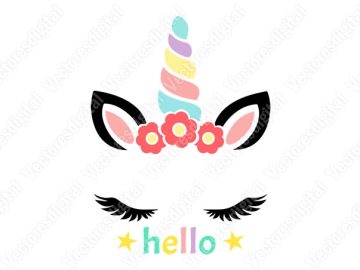 hola unicornio diseño vectorial