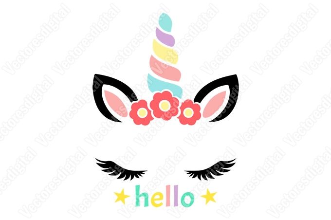 hola unicornio diseño vectorial