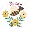 Abeja con Letras y Flores, Diseños Vectores