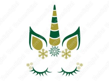 Cabeza de unicornio de navidad vectores