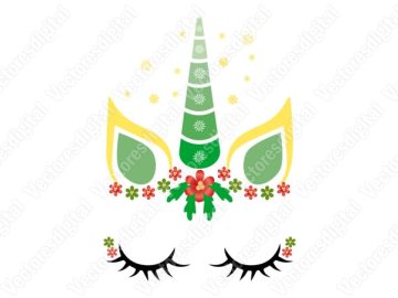 Cara de Unicornio de Navidad Vectores
