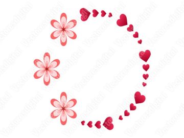 Circulo de corazón con flores Vectores