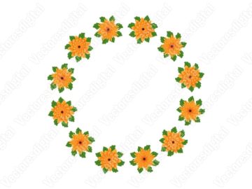 Círculo de flores amarillas ilustraciones vectoriales