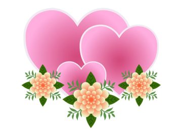 Corazón con flores diseños vectores