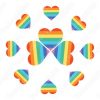 Corazón de color arcoíris, forma de círculo Ilustraciones, Diseños Vectores