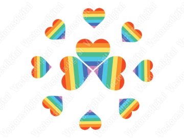 Corazón de color arcoíris, forma de círculo Ilustraciones, Diseños Vectores