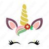 Diseño vectorial de unicornio con flores