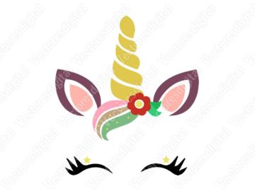 Diseño vectorial de unicornio con flores