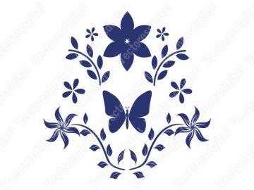 Diseños vectoriales de flores y mariposas