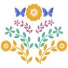 Ilustración de flores con mariposas